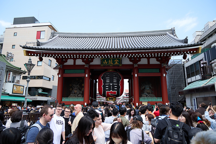 2023 Golden Week New Corona waterfront measures lifted Foreign tourists visit at the Sensoji temple in Asakusa entertainment district, Tokyo in Japan on May 1, 2023.  Yohei Osada AFLO 