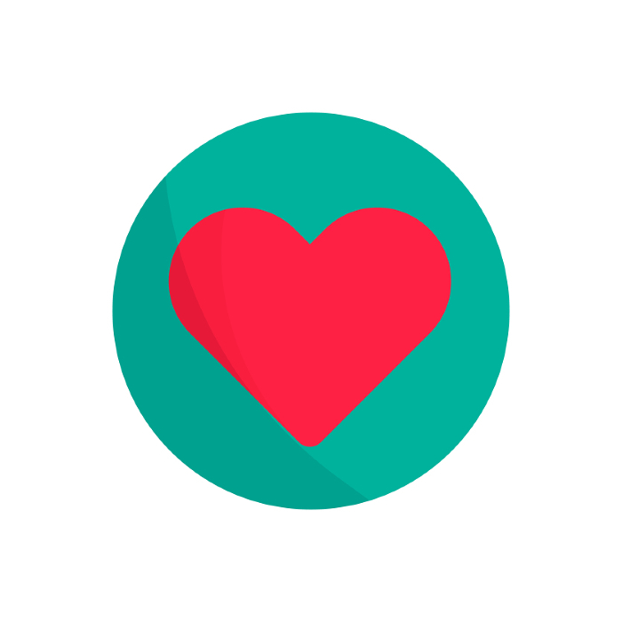 Icon with a round heart mark button. Love and favorites. Vector.