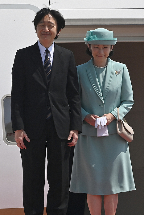 Soon to be crowned King of the United Kingdom Prince and Princess Akishino to attend coronation ceremony Prince and Princess Akishino departing on a government plane for a visit to the U.K. at Haneda Airport on May 4, 2023  photo by Kengo Miura 