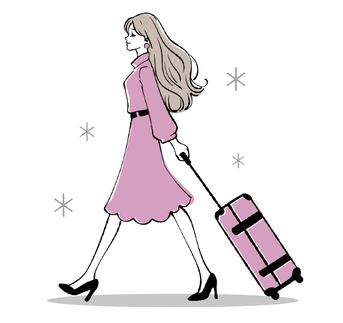 woman with a suitcase travel Illustration material business trip overseas