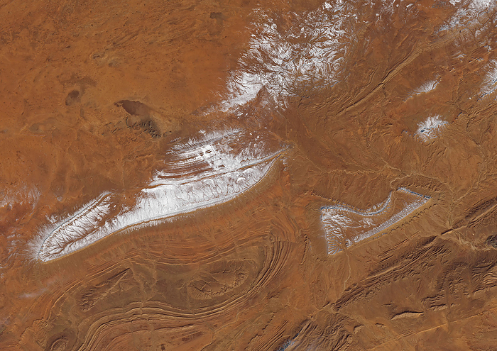 Snow in the Sahara desert, satellite image Satellite image of snow in the Sahara Desert, taken on January 08, 2018., by PLANETOBSERVER SCIENCE PHOTO LIBRARY