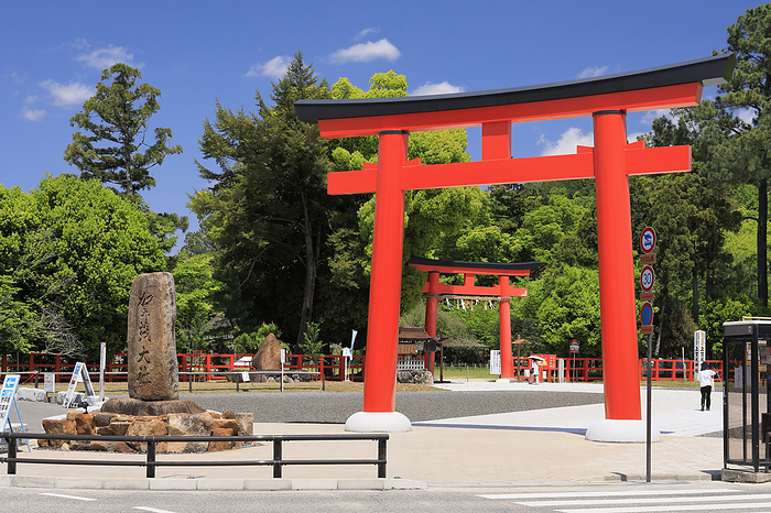 Kamigamo Shrine Otorii and Ichino torii  First Gate  Kyoto Pref. Otorii gate  front  erected in 2021