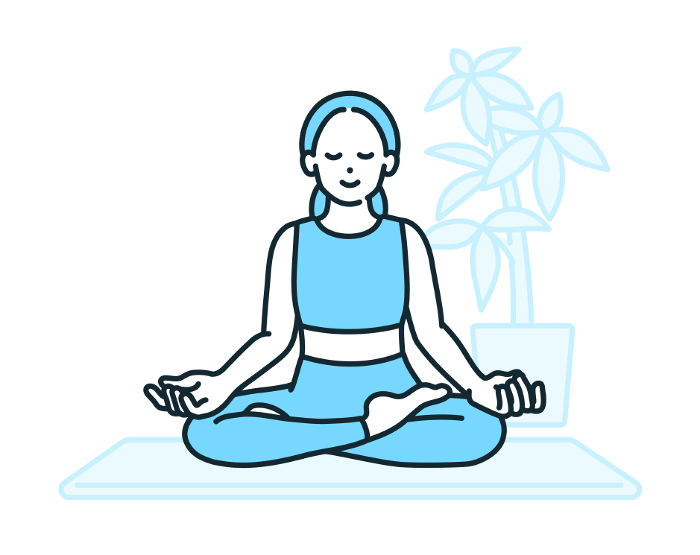 Mindfulness in yoga. Clip art of woman toning mind and body.