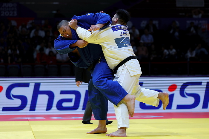 2023 World Judo Men s 100kg  Loser s Match  L R  Tatsuru Saito, Kokoro Kageura  JPN  MAY 13, 2023  Judo :. World Judo Championships Doha 2023 Men s  100kg Repechage match at Ali Bin Hamad Al Attiyah Arena, Doha, Qatar.  Photo by Naoki Nishimura AFLO SPORT 