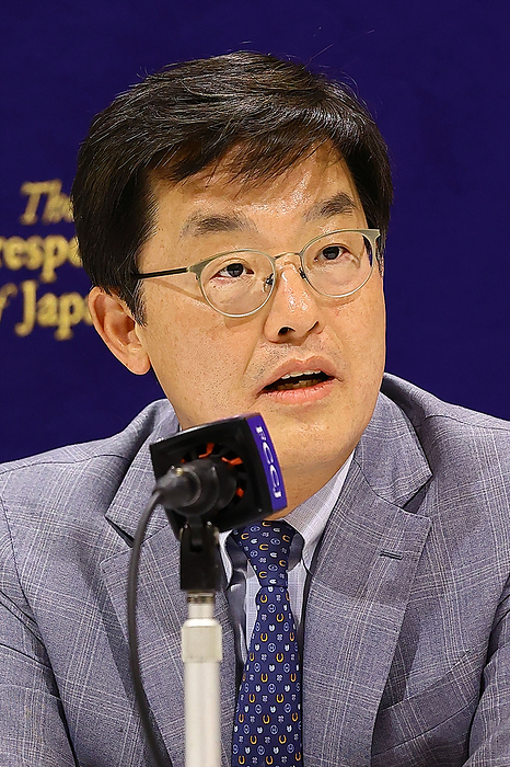 News Conference: Park Cheol Hee Chancellor of the Korea National Diplomatic Academy in Japan Park Cheol Hee Chancellor of the Korea National Diplomatic Academy speaks during a news conference at The Foreign Correspondents  Club of Japan  FCCJ  on May 16, 2023, in Tokyo, Japan. Park Cheol Hee is a key adviser to conservative President Yoon Suk Yeol and the architect of a bid to mend the bilateral relationship between Japan and South Korea. He has lauded the recent improvement in ties as a bulwark against threats from Pyongyang and a boost to economic leverage with China. However, previous agreements to calm tensions over the past haven t lasted long, and polls show many South Koreans are unhappy with Yoon s stance.  Photo by Rodrigo Reyes Marin AFLO 
