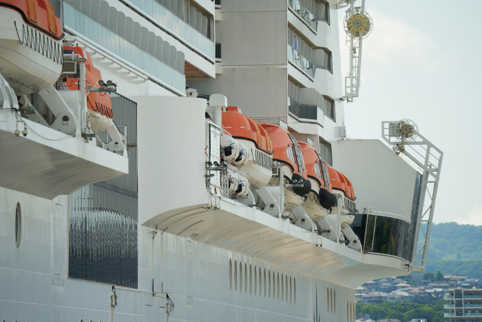 Lifeboats on luxury cruise ships