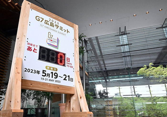 G7 Hiroshima Summit Countdown board at the Prime Minister s Office indicating  zero  as the G7 Hiroshima Summit takes place in Chiyoda ku, Tokyo, May 19, 2023, 11:12 a.m. Photo by Mikiharu Takeuchi.