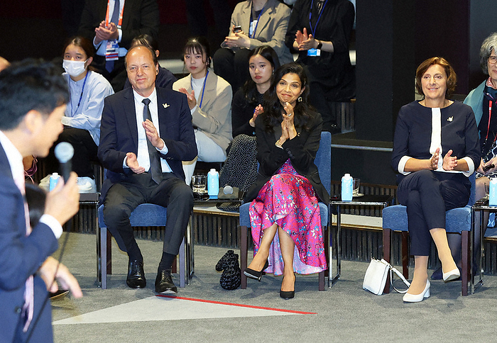 G7 Hiroshima Summit Spouse Program Participating in the Partners Next Generation Symposium are  front row, from right  German First Lady Britta Ernst, British First Lady Akshata Murthy, and EU Commission President s husband Heiko von der Leyen in Hiroshima, Japan, May 19, 2023, 6:05 p.m., photo by Hiroki Takigawa.