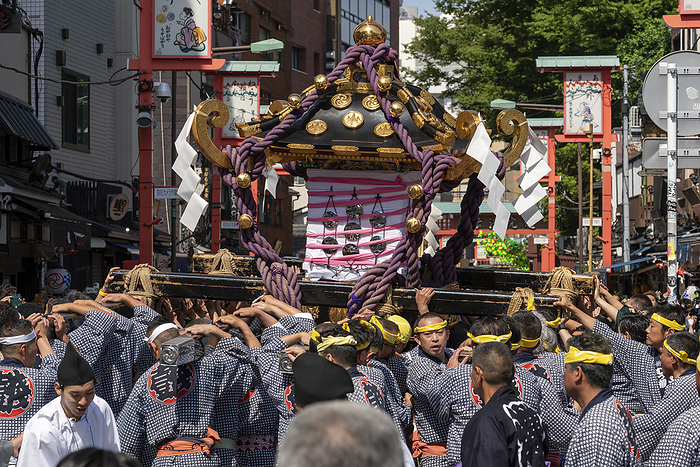 Asakusa Sanja Matsuri  Sanja Festival  2023 General view, Asakusa Sanja Matsuri Asakusa Sanja Matsuri is an annual festival which takes place every year on the third weekend of May in the Asakusa district of Tokyo, Japan. This festival is known as one of the  Three Great Shinto Festivals in Tokyo  . This festival is known as one of the  Three Great Shinto Festivals in Tokyo . Mainly, Sanja Matsuri celebrates the founding of Senso ji Temple. During the festival, visitors can witness energetic processions, featuring colorful portable shrines called mikoshi, traditional music, and lively performances. Asakusa Sanja Matsuri is an event that showcases the rich cultural heritage of Japan. 
