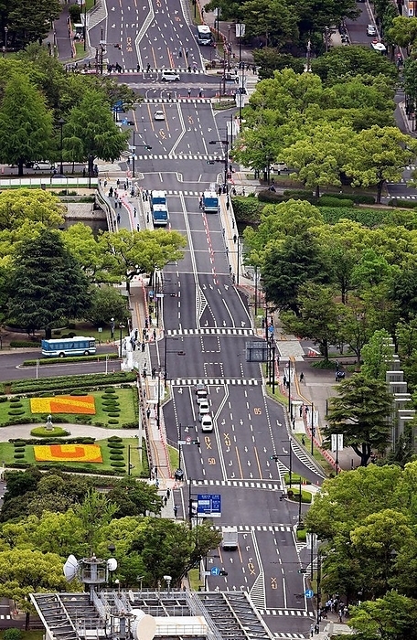 G7 Hiroshima Summit A deserted Peace Boulevard at 9:49 a.m. on May 20, 2023 in Naka Ward, Hiroshima  from a representative photo helicopter .