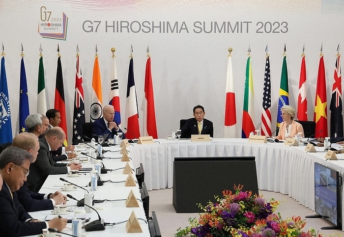 G7 Hiroshima Summit: Side Event to Expand Infrastructure Investment in Emerging and Other Countries  From right  European Union  EU  Commission President Von der Leyen, Prime Minister Kishida, U.S. President Biden, and others at a side event on the Global Infrastructure Investment Partnership at the G7 Summit at the Grand Prince Hotel Hiroshima in Minami Ward, Hiroshima, May 20, 2023, 5:45 p.m.  Photo by Representative 