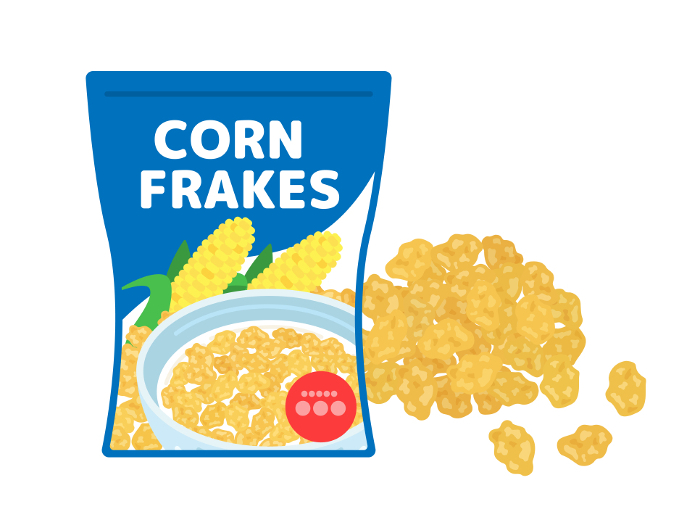 Illustration of corn flakes in a pack