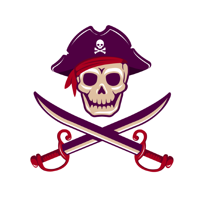 Pirate, skull and crossbones vector illustration