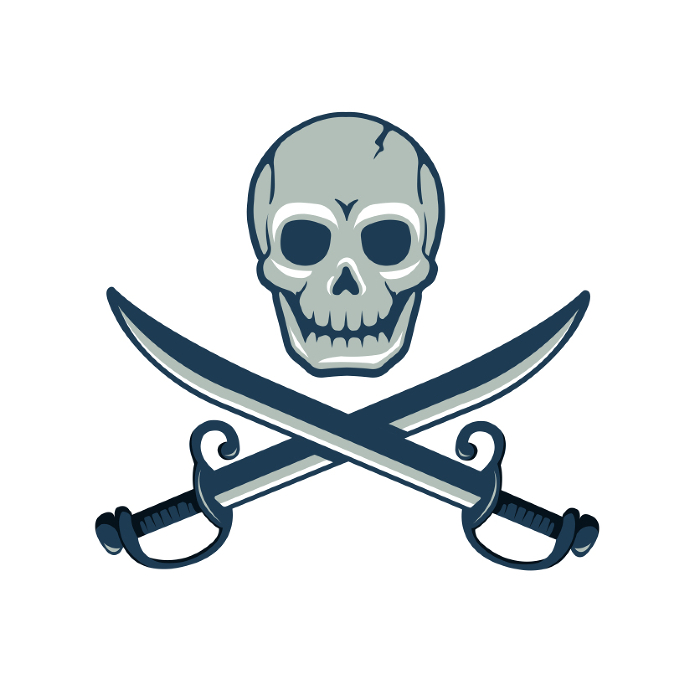 Pirate, skull and crossbones vector illustration