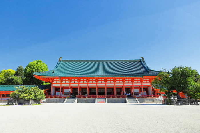 Daigoku-den Hall of Heian Jingu Shrine in fresh greenery Kyoto City, Kyoto Prefecture