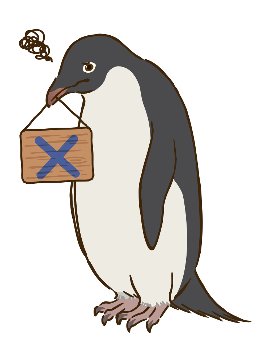 Adelie penguin with a buck mark
