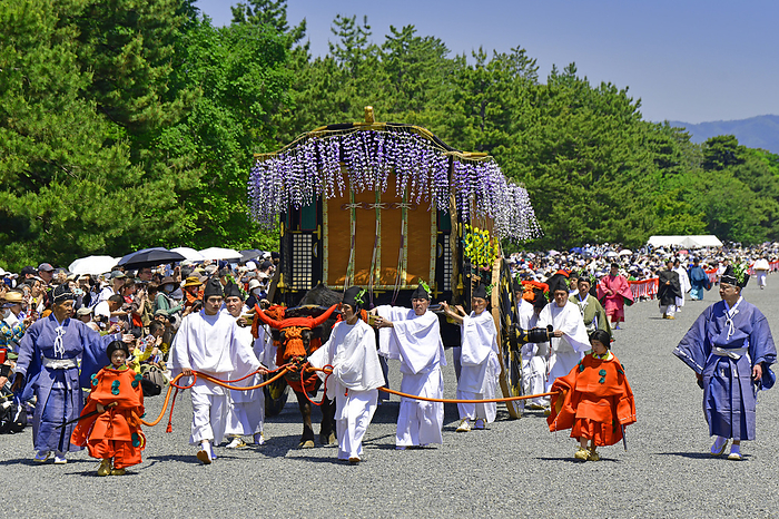 Aoi Matsuri, Roadside Ceremony, Goshoguruma, Kyoto Gyoen, Kyoto Gyoen, Kyoto City, Kyoto Prefecture Goshogawara  ox carriage , the roadside ceremony of Aoi Matsuri, Kyoto Gyoen
