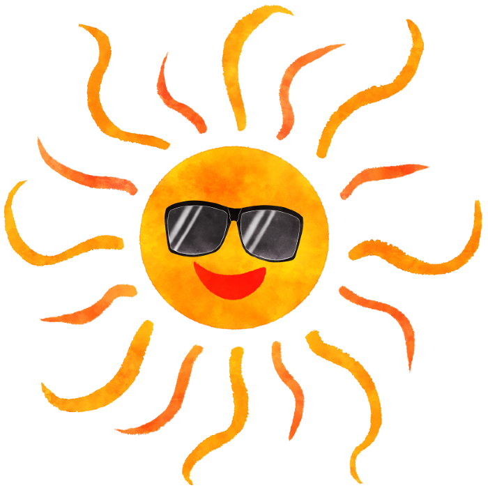 clip art of glittering sun smiling wearing sunglasses