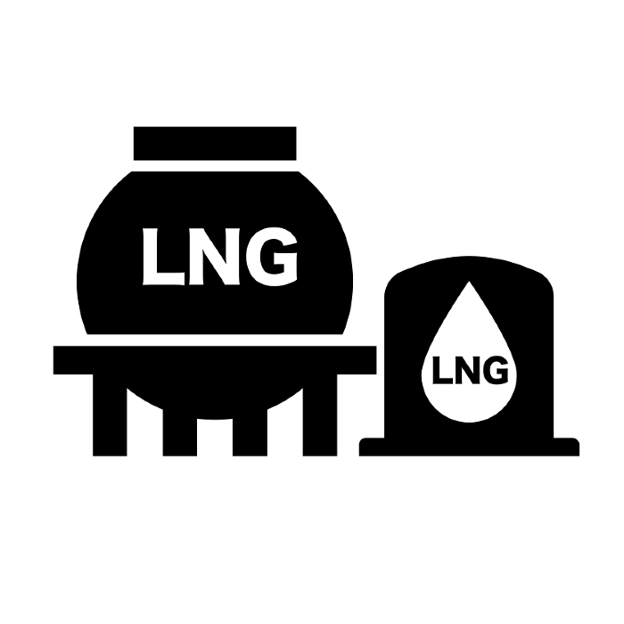 Silhouette icon of LNG tank and LNG storage. Vector.