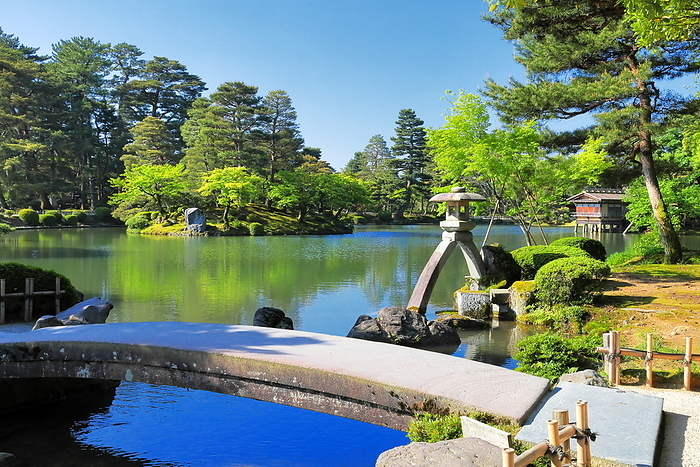 Kenrokuen Garden in fresh green Kanazawa City, Ishikawa Prefecture