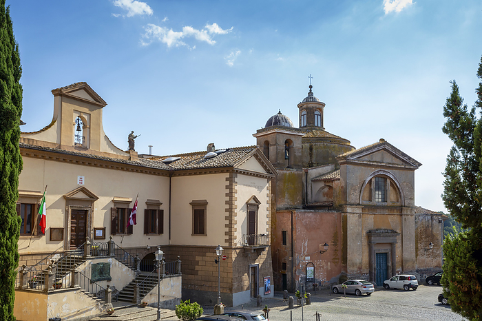 Italy, Lazio, Tuscania, Town hall and Teatro Comunale Rivellino