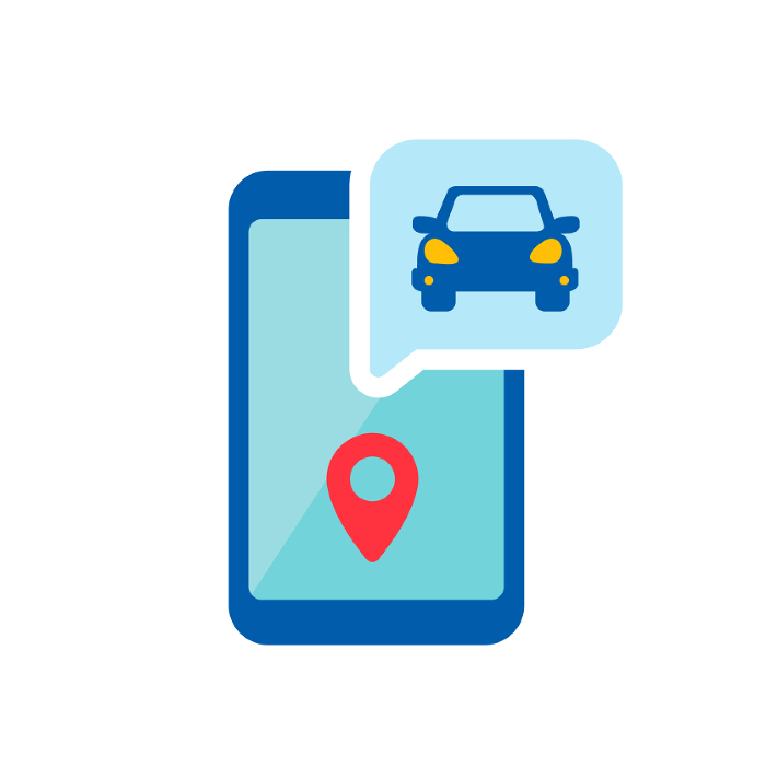 Car sharing app, carpooling app, shared ride app Vector icon illustration
