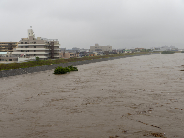 A view of the Yamato River where the flooding danger information was announced