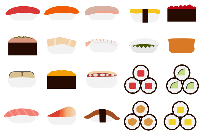 Clip art set of simple sushi