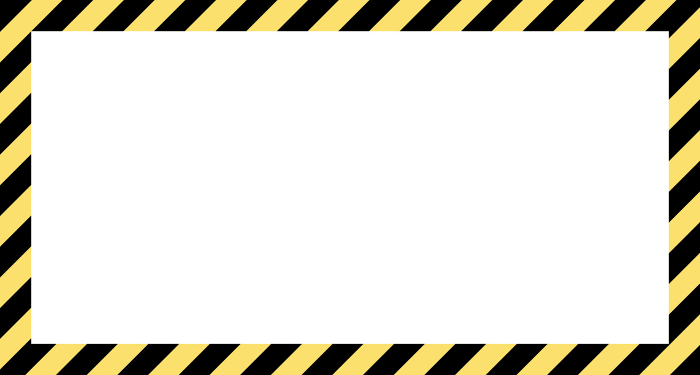Warning sign, yellow and black diagonal stripe frame material