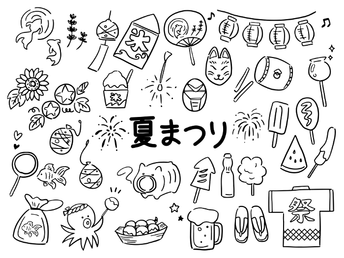 Hand-drawn Summer Festival Icon Set