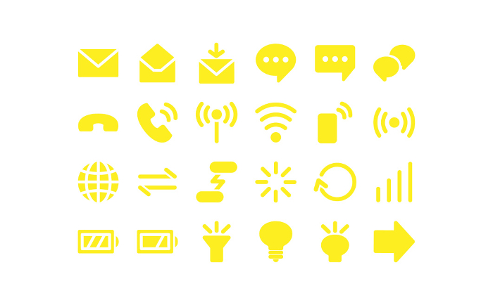 Communication equipment-related yellow unlined icon set 01