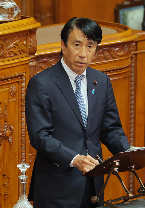 Plenary session of the House of Councillors of the Diet passes and enacts the Immigration Control and Refugee Recognition Act Amendment Bill. Minister of Justice Ken Saito addressing a plenary session of the House of Councillors 