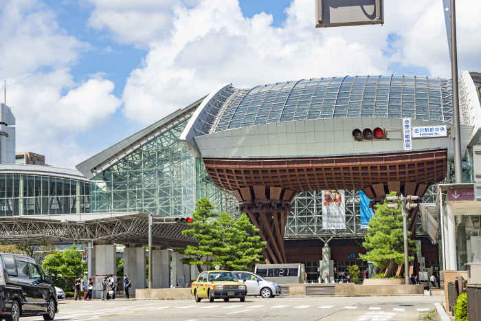 Kanazawa Station and Street. Kanazawa City, Ishikawa Prefecture