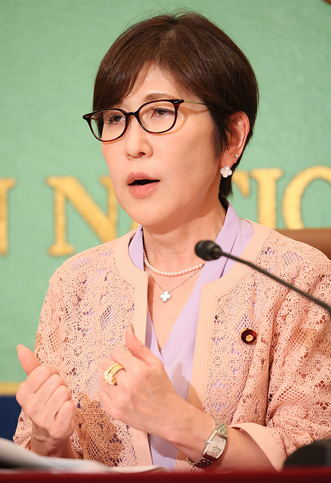 Japan s ruling Liberal Democratic Party  LDP  lawmaker Tomomi Inada speaks at the Japan National Press Club June 12, 2023, Tokyo, Japan   Japan s ruling Liberal Democratic Party  LDP  lawmaker Tomomi Inada speaks about the bill to promote understanding of the LGBTQ community at the Japan National Press Club in Tokyo on Monday, June 12, 2023. Lower House will vote on the bill at the plenary session on June 13.     photo by Yoshio Tsunoda AFLO 