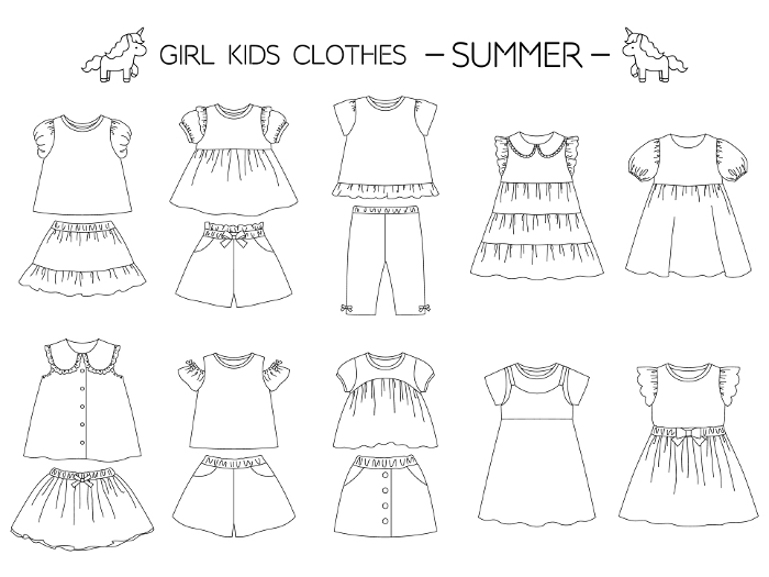 Coordinated children's clothing for girls in summer