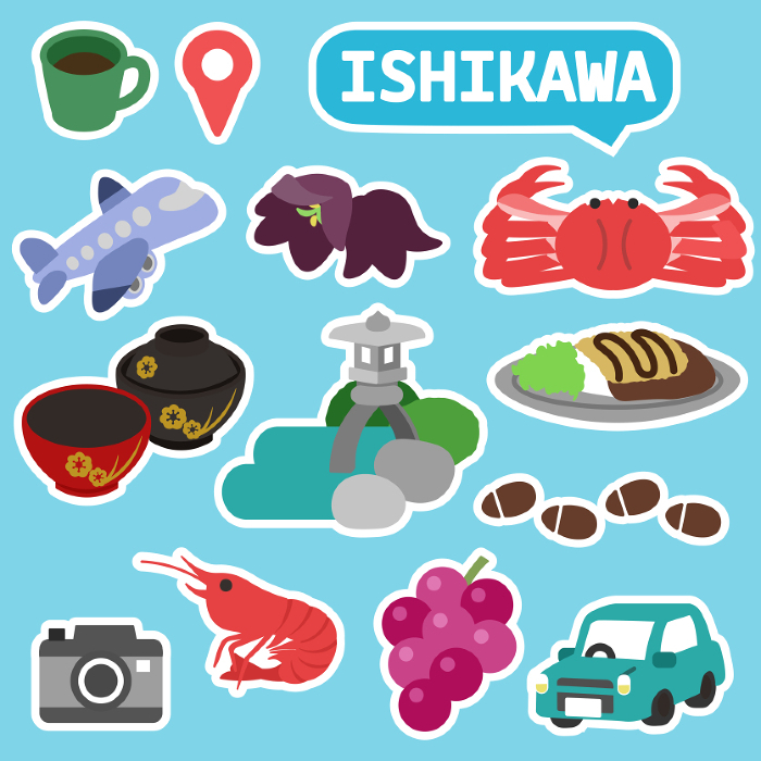 Ishikawa icon set with ruffled edges