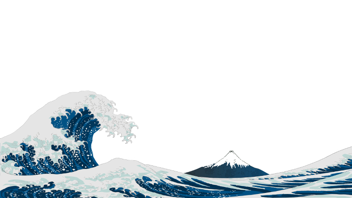 Fuji with waves in the style of ukiyoe by Hokusai Vector illustration banner template without background