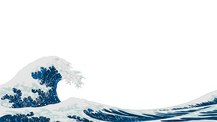 Ukiyo-e style wave vector illustration banner template without background