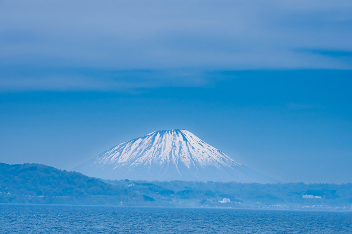 Mt. Yotei seen from Lake Toya, Ezo Fuji with lingering snow