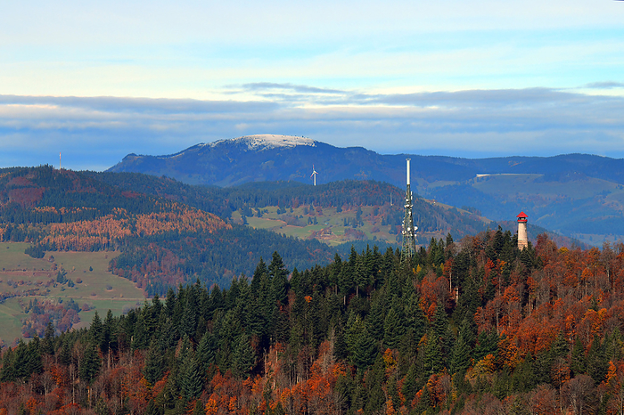 Schwarzwald Landscape in the Black Forest with summit of Hohe Moehr and in the rearthe snow covered Belchen, by Zoonar Erich Meyer