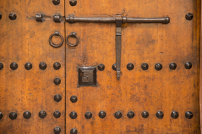 Marrakech, Morocco Close up detail of a metal studded door and lock  Marrakech, Morocco, by Michael Melford   Design Pics