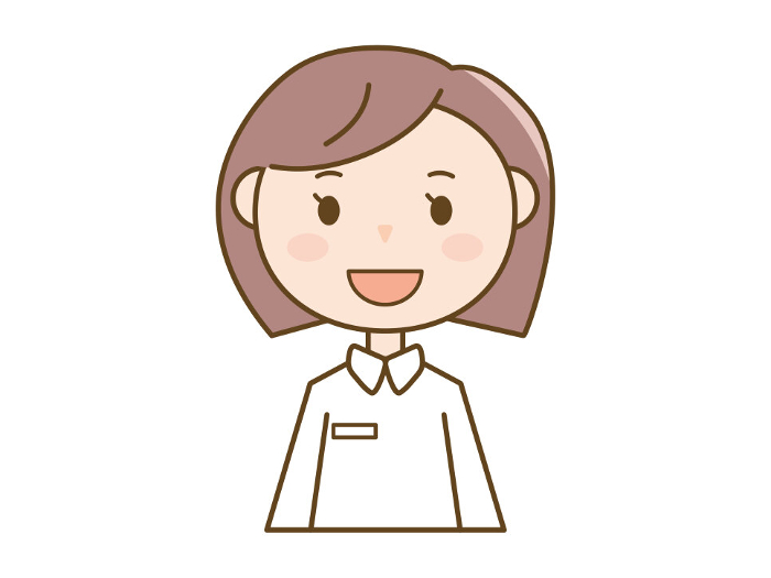 Illustration of a nurse facing front with a smile_illustration C of a woman in white coat