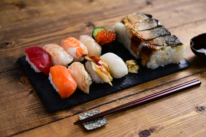 Nigiri Sushi and Grilled Mackerel Sushi