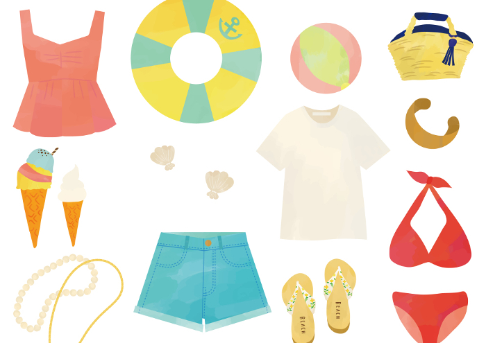 Summer Fashion Items Watercolor Touch Design