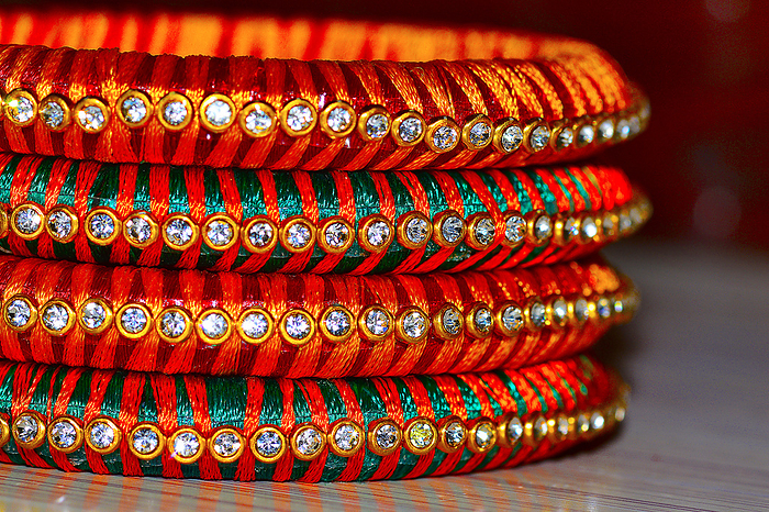 Multi Color Stone studded Silk thread bangles Multi Color Stone studded Silk thread bangles, by Zoonar RealityImages