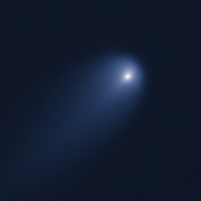 Comet ISON Approaching Soon to be Observed with the Naked Eye  April 10, 2013 data  Comet ISON  C 2012 S1 , as observed on 10 April 2013 by the Hubble Space Telescope  HST . This comet was discovered on 21 September 2012 by the International Scientific Optical Network  ISON . Here, it is 621 million kilometres from the Sun, and 634 million kilometres from the Earth. It will pass close to the Sun in November 2013, increasing greatly in brightness. The area visible here is over 80,000 kilometres across, and was obtained by the HST s Wide Field Camera 3  WFC3  instrument. The cometary nucleus itself is only a few kilometres across. For an enhanced view of the comet s coma, see C015 9817.  Photo by Science Photo Library AFLO 