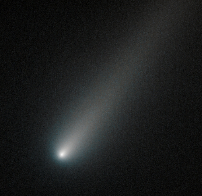 Comet ISON Approaching Soon to be Observed with the Naked Eye  October 9, 2013 data  Comet ISON  C 2012 S1 , as observed on 9th October 2013 by the Hubble Space Telescope  HST . This comet was discovered on 21 September 2012 by the International Scientific Optical Network  ISON . Here, it is inside Mars  orbit, 285 million kilometres from Earth. It will pass close to the Sun in November 2013, increasing greatly in brightness.  Photo by Science Photo Library AFLO 