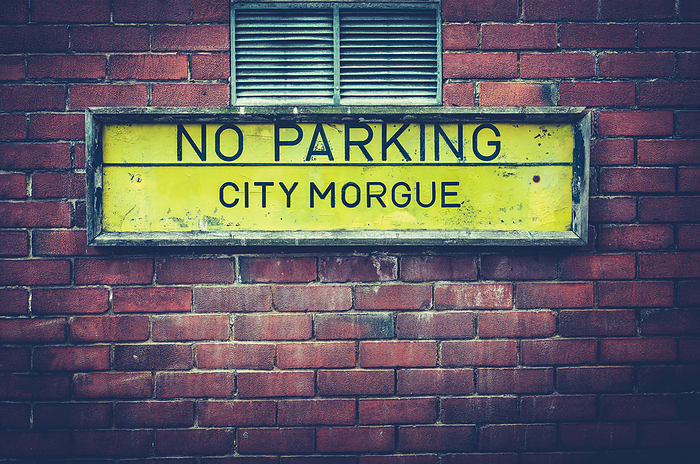 City Morgue Sign City Morgue Sign, by Zoonar Roy Henderson