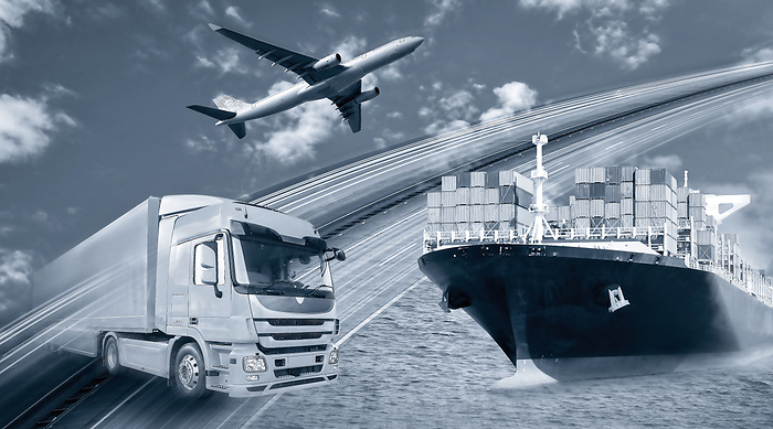 Transport of goods by truck, ship and plane Transport of goods by truck, ship and plane, by Zoonar ironjohn