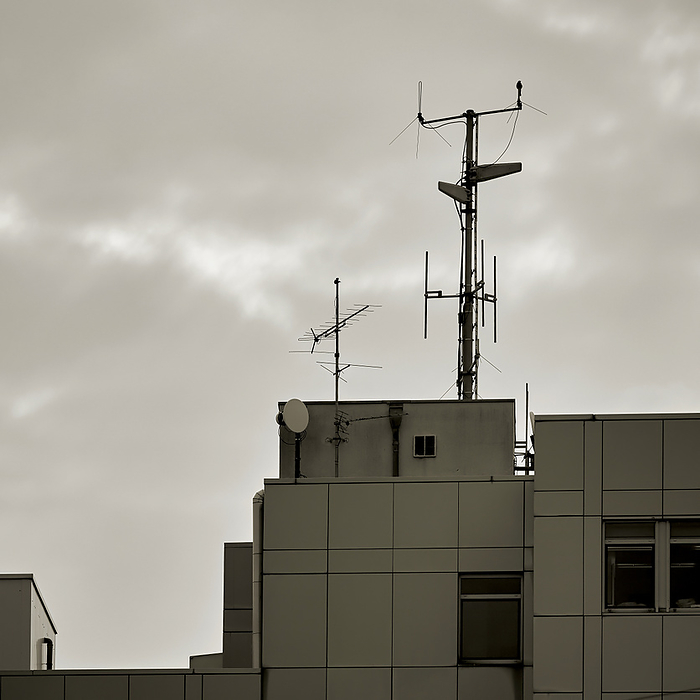 Antennas on the roof of an office building Antennas on the roof of an office building